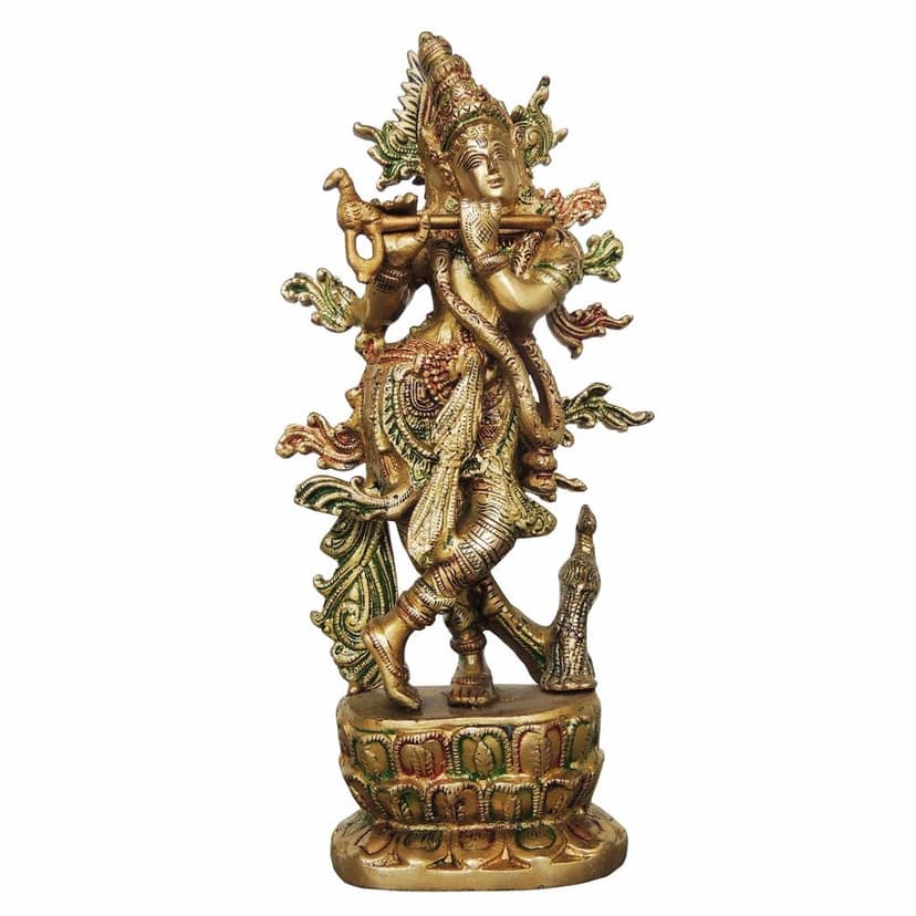 Brass Krishna Colour Statue (BSMAS615 C) view 2