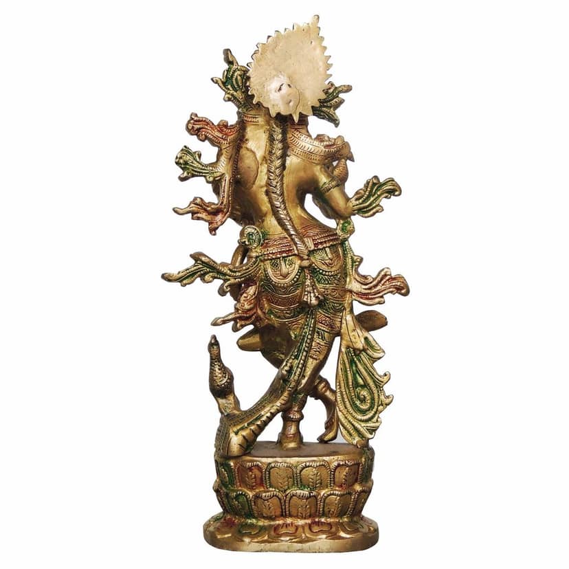 Brass Krishna Colour Statue (BSMAS615 C) view 3