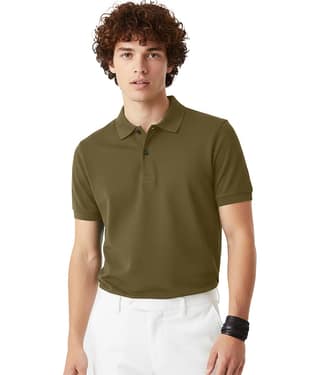 Leotude Men Cotton Blend Regular Fit Solid Polo T Shirt ( Olive )