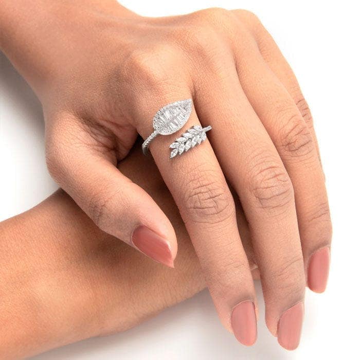 Silver Autumn Leaf Ring view 2