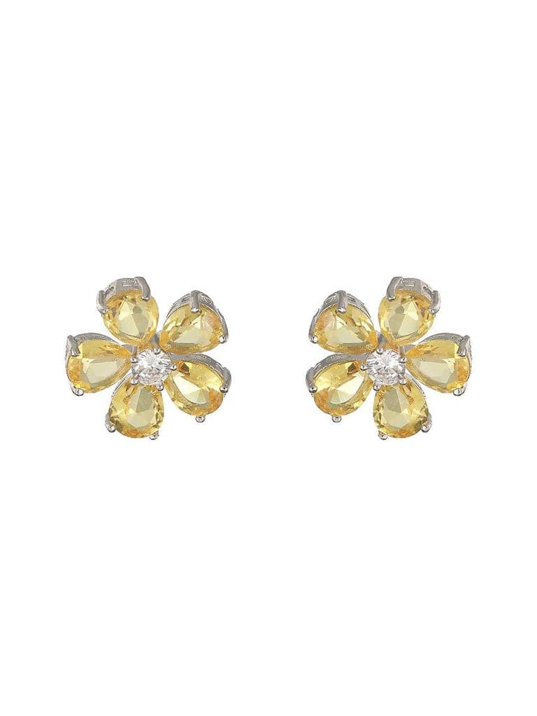 Yellow Zircon Floral Minimal Studds Earrings view 4