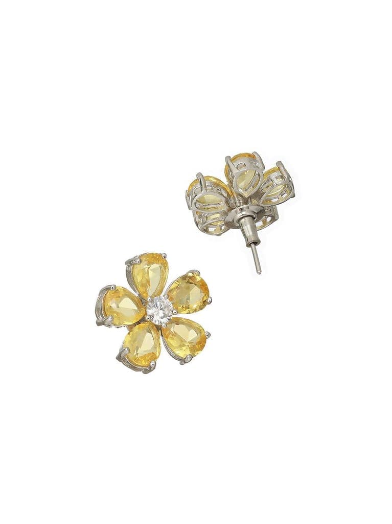 Yellow Zircon Floral Minimal Studds Earrings view 5