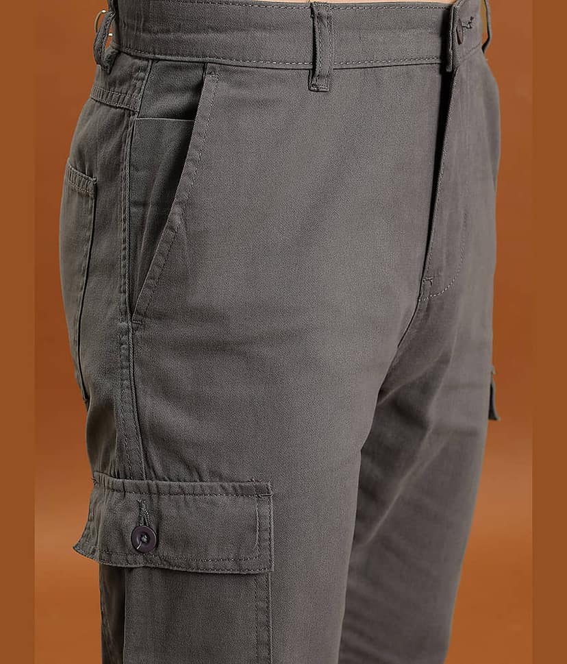 Highlander Regular Flat Men's Cargos - Grey ( Pack of 1 ) view 5