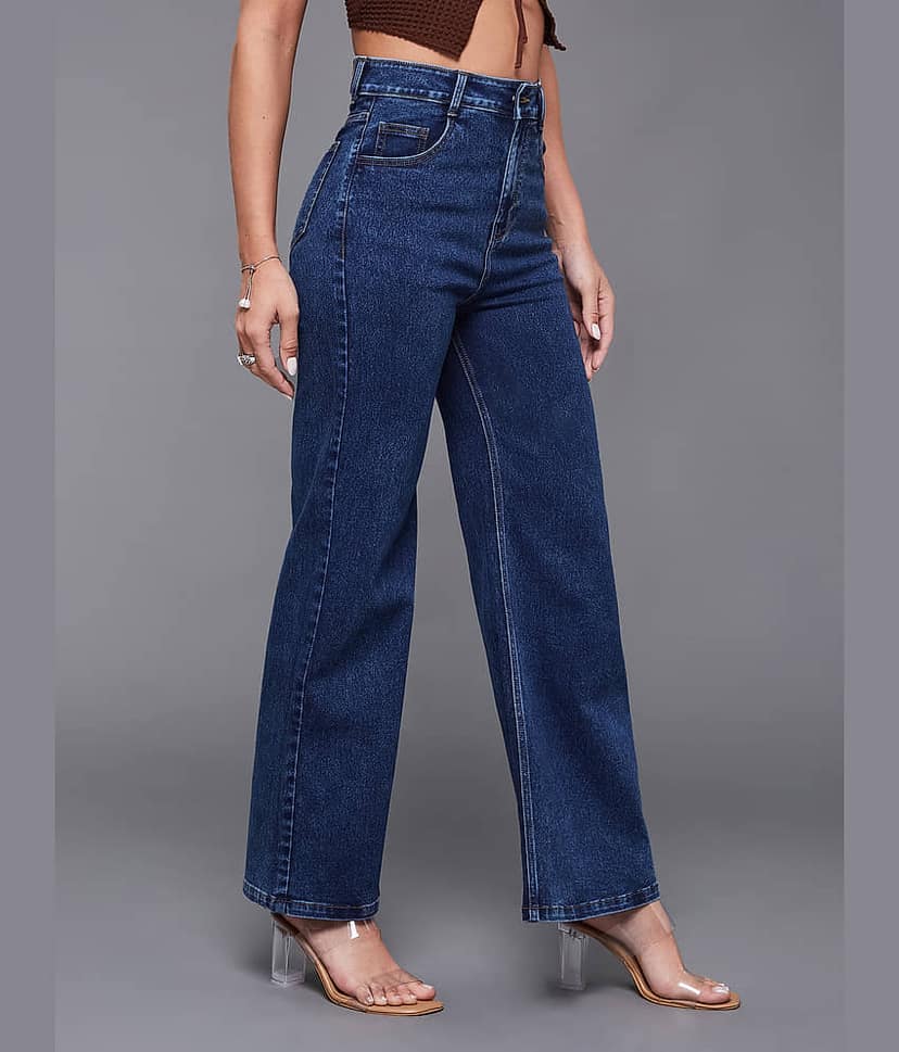 Miss Chase - Blue Denim Wide Leg Women's Jeans ( Pack of 1 )