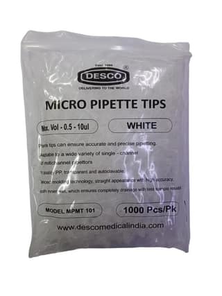 DESCO Micro Pipette Tip White (0.5-10 ul) Pack of 1000