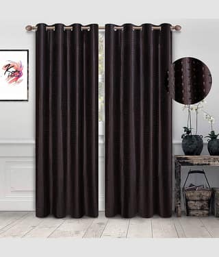 Kraftiq Homes Solid Room Darkening Eyelet Curtain 7 ft ( Pack of 2 ) - Brown