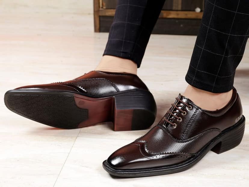 Men's Stylish Full Brogue Height Increasing Lace-up Shoes view 2