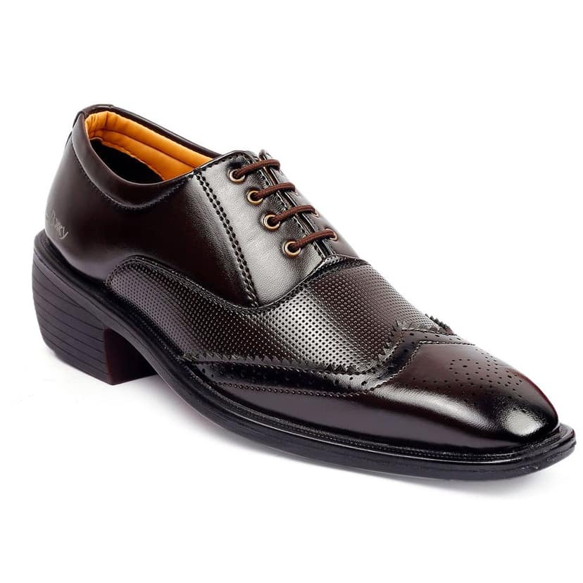 Men's Stylish Full Brogue Height Increasing Lace-up Shoes view 4