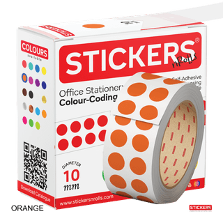 10mm - Round - Solid Colours - Colour Coding Stickers - Permanent Adhesive