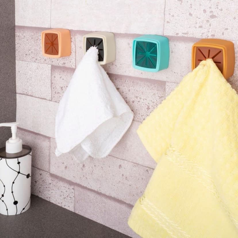 4 Pc Towel Holder – Easy Wall Mount for Bathroom & Kitchen Towel Hanging.
