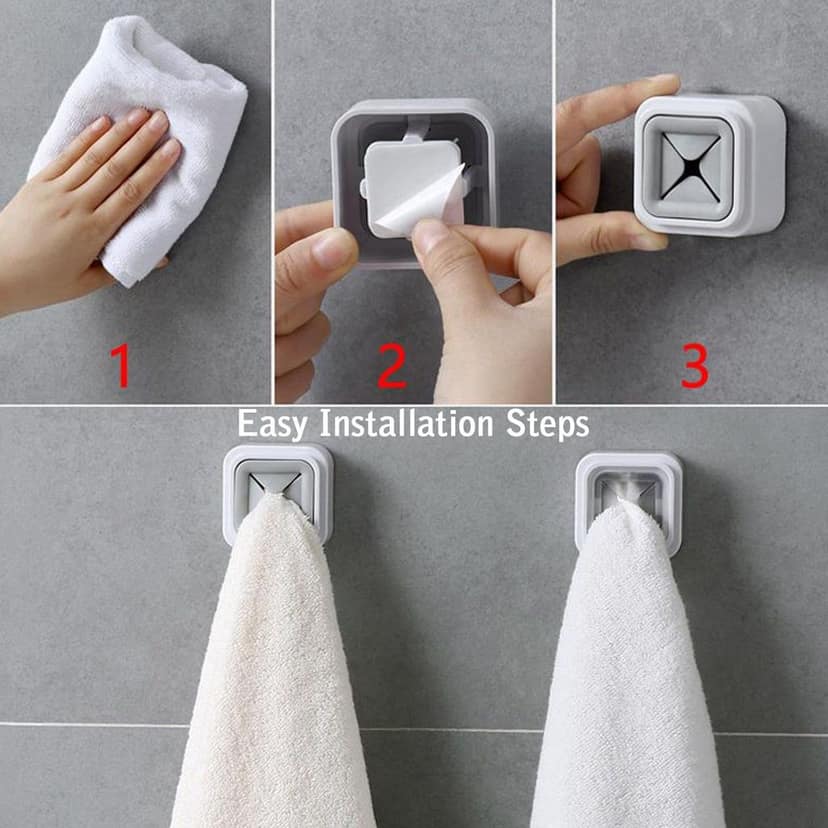 4 Pc Towel Holder – Easy Wall Mount for Bathroom & Kitchen Towel Hanging. view 10