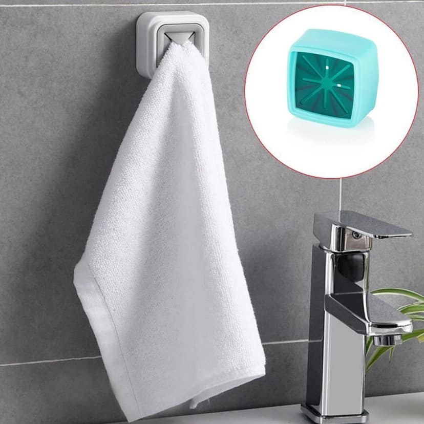 4 Pc Towel Holder – Easy Wall Mount for Bathroom & Kitchen Towel Hanging. view 3