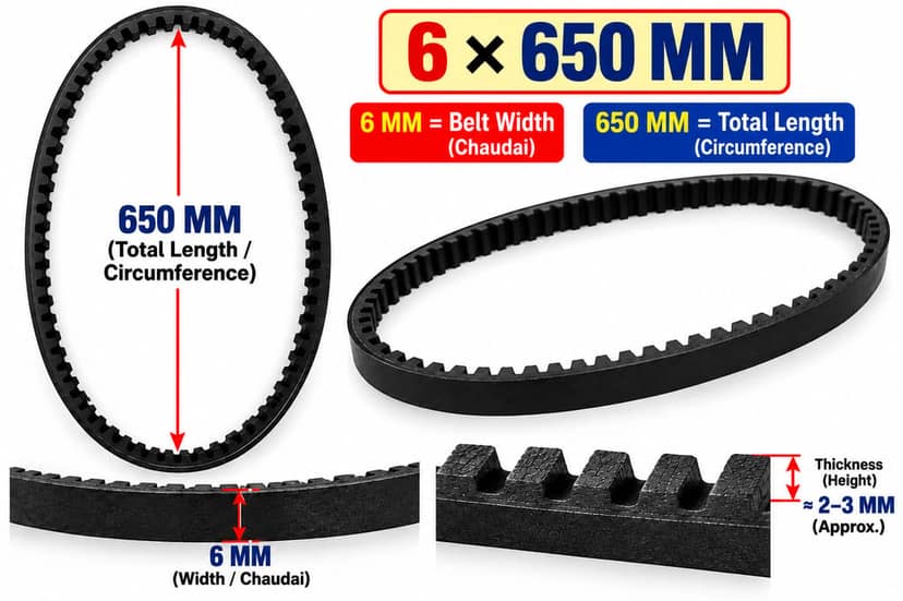 6×650mm Sewing Machine Motor Rubber Toothed Belt view 2