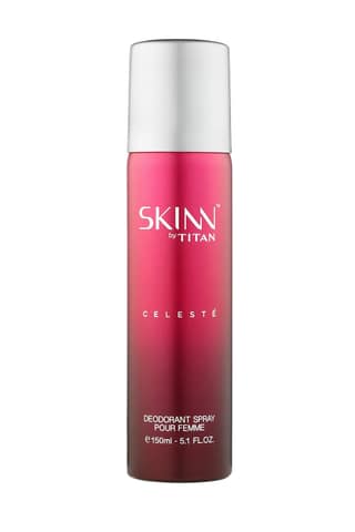 Skinn By Titan | Women Celeste Deo - 150 ml|Long Lasting Smell Deoderant |Dermatologically Approved | Fruity & Floral |Everyday Body Spray Skinn By Titan | Women Celeste Deo - 150 ml|Long Lasting Smell Deoderant |Dermatologically Approved | Fruity & Flor