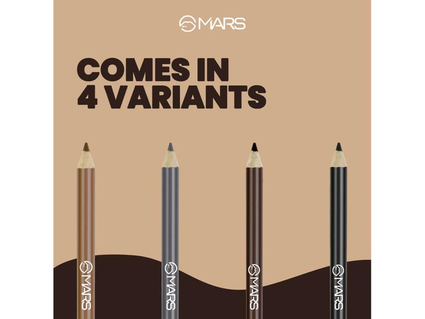 MARS Eyebrow Pencil With Spoolie, Long Lasting & Smudge Proof, High Pigmented Eyebrow Pencil 1.2 gm - Natural Brown view 4
