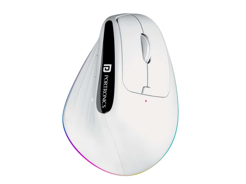 Portronics Toad Ergo 3 Ergonomic Wireless Mouse with RGB, 2400 DPI, Dual Mode BT & 2.4GHz Connectivity, Rechargeable Battery, 6 Buttons, Adjustable DPI - White