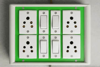 Electrical Switch Board with 4 Sockets and 4 Switches Heavy Duty Wall-Mount for Home, Office, and Commercial Use Fire Resistant,Plugs | (10 FT)