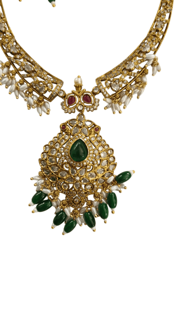 Buy Kundan Meenakari Gold Plated Choker Necklace Set With Earrings Online view 4