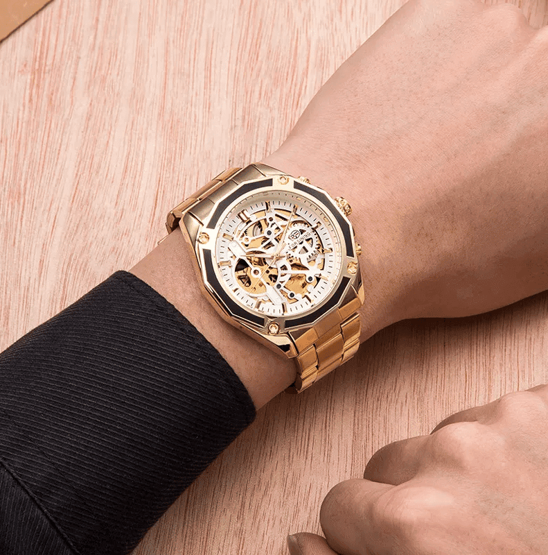 Khrist Auto Kinetics Classic Ease: Timepiece Portfolio Inside Revolving Gears Uncomplicated Grace: Automatic Mechanical Watch Collection Simplistic Elegance Analog Watch For Men view 9