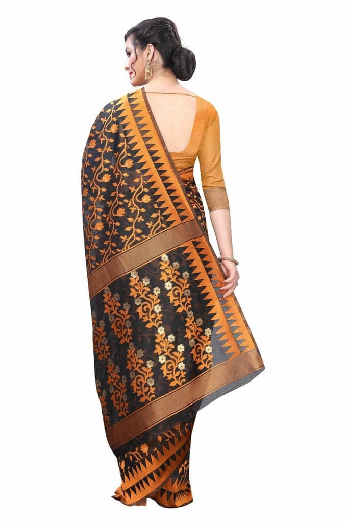 Silk Zone Women's Jamdani Cotton Blend Woven Saree with Blouse Piece view 5