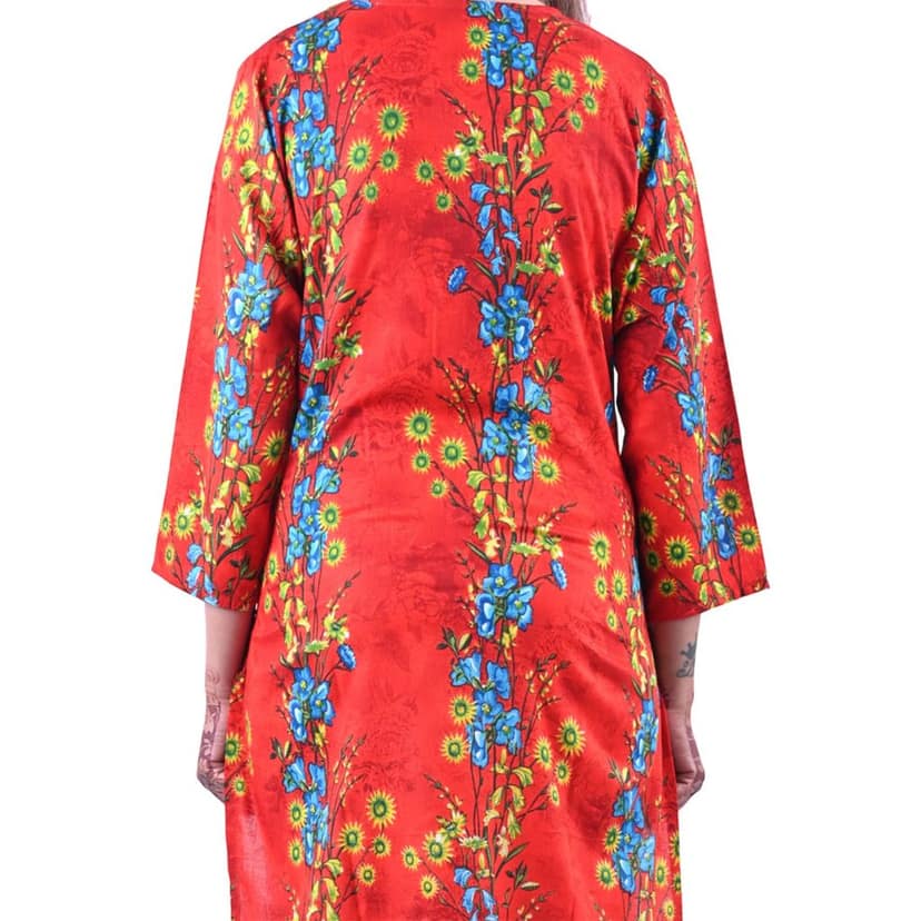 Rayon Fabric Red Printed Stylish New design Kurti Women's view 6