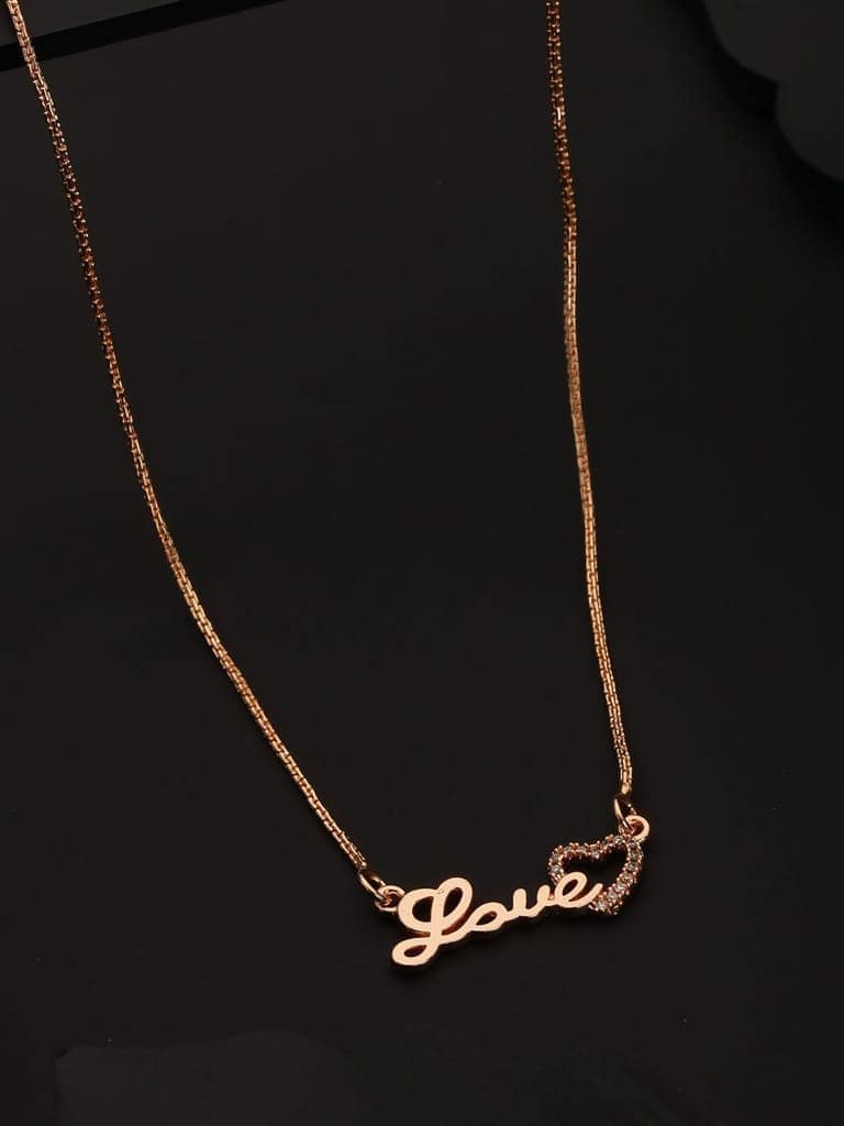Matt Rose Gold Toned Love Minimal Chain Necklace view 2