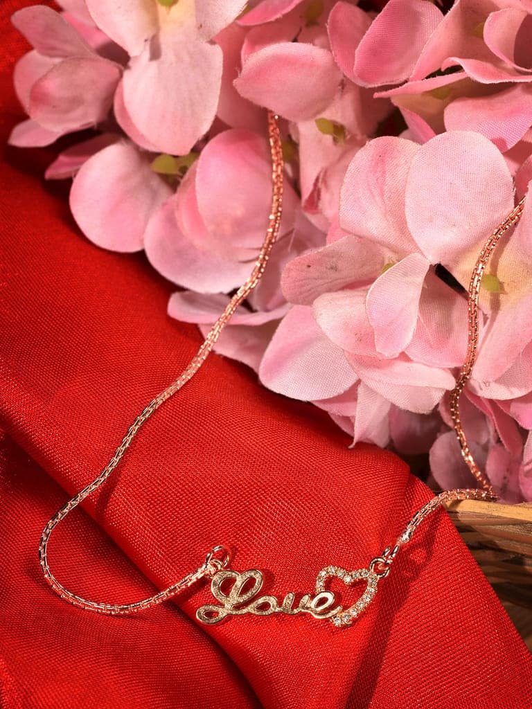 Matt Rose Gold Toned Love Minimal Chain Necklace view 5