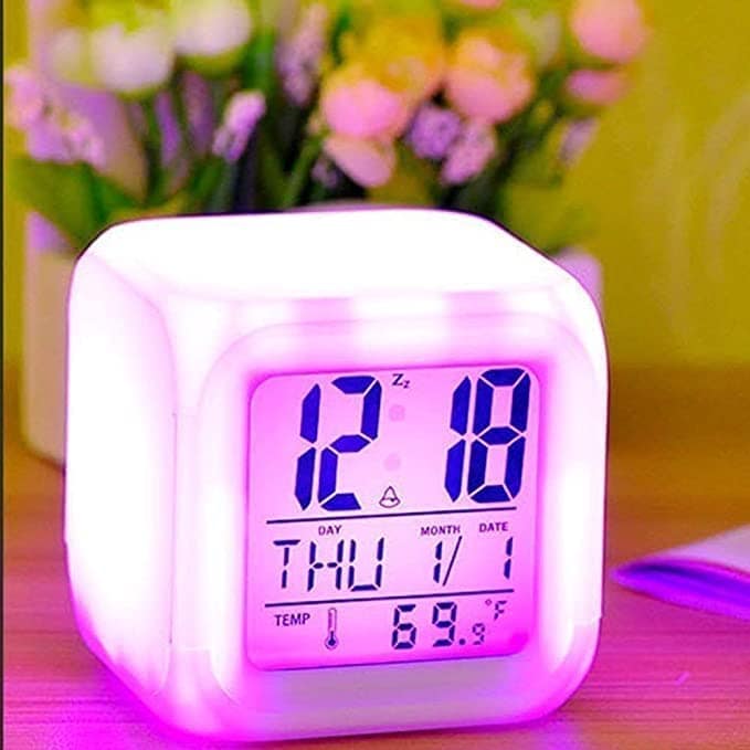 Plastic Smart Automatic 7 Colour Changing LED Digital Alarm Clock with Date, Time -Multicolor view 4