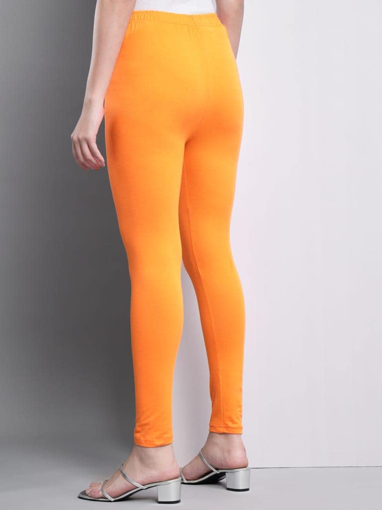 SOFT COLORS Women's Skinny Fit Ethnic Wear Ankle Length Leggings (Orange Color) view 3