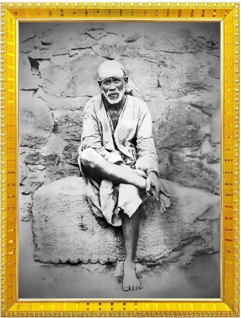 NOKKES Sai Baba Shirdi sai baba photo frame Golden 5X7 Inch Photo Frame_AQW2