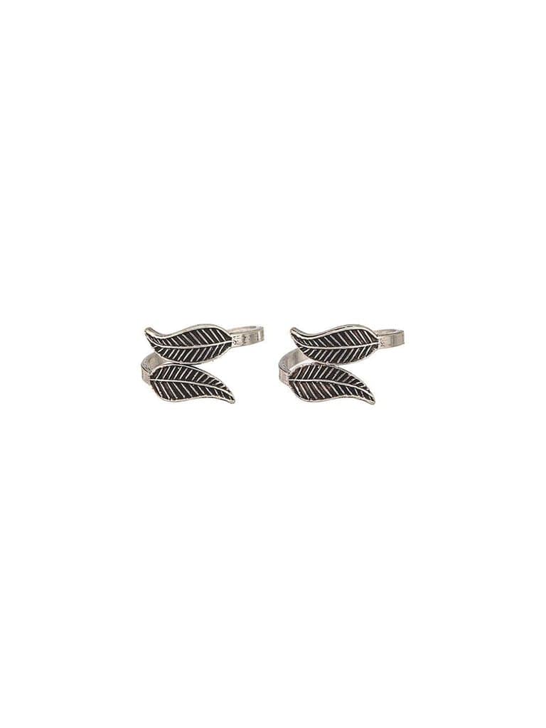 925 Sterling Silver Oxidised Leafy Minimal Toe Ring view 7