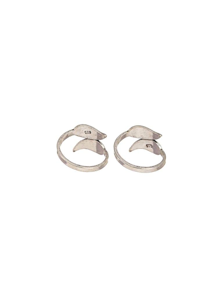 925 Sterling Silver Oxidised Leafy Minimal Toe Ring view 8