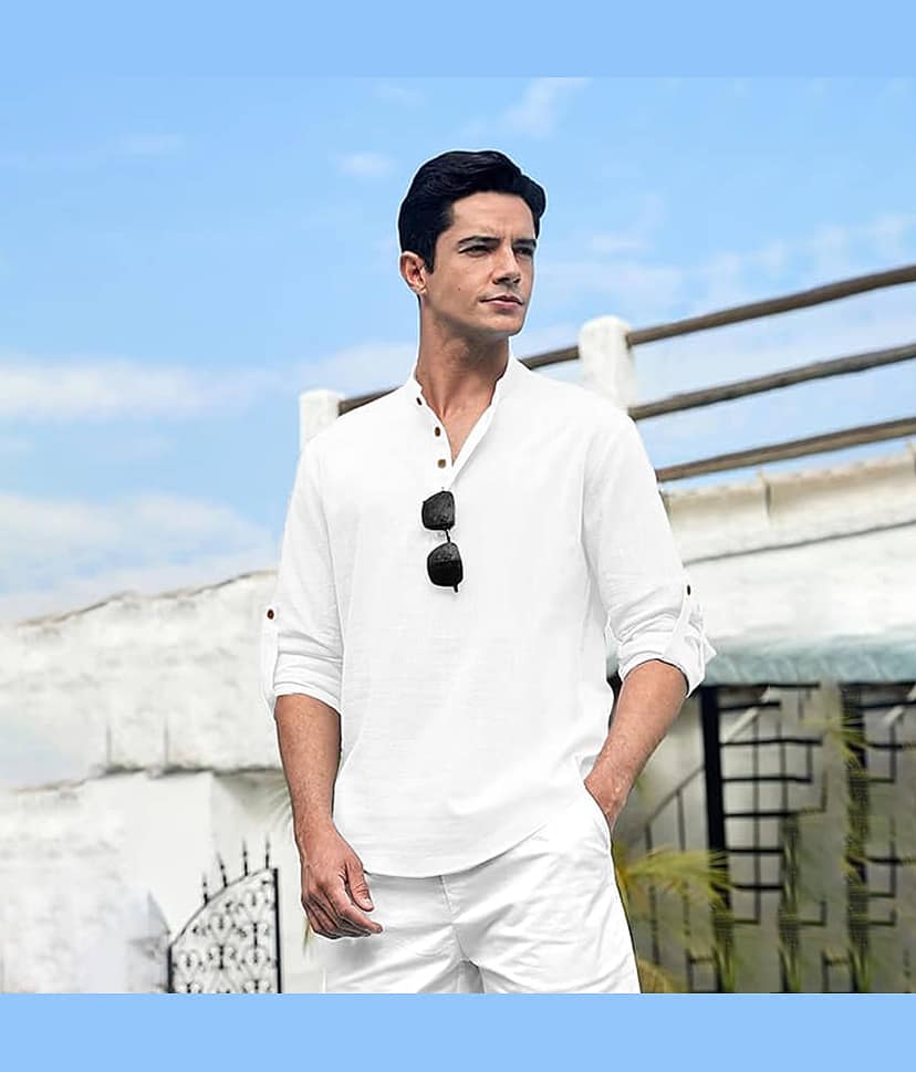 Vida Loca White Cotton Blend Men's Shirt Style Kurta ( Pack of 1 )
