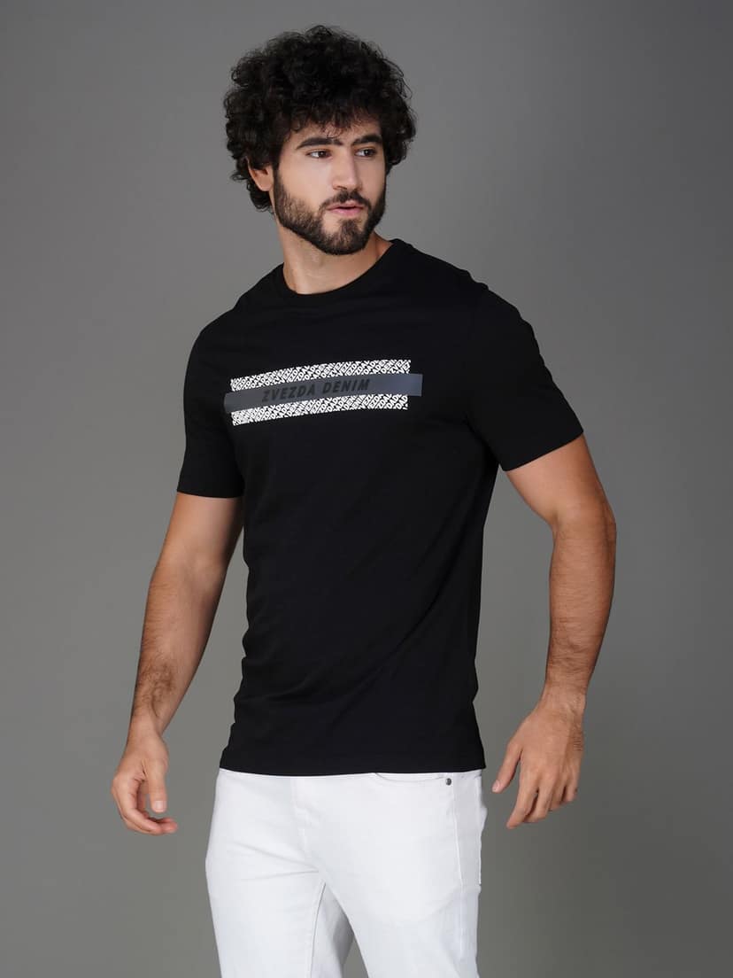Men's Soft Cotton Jersey Branded Tee Black