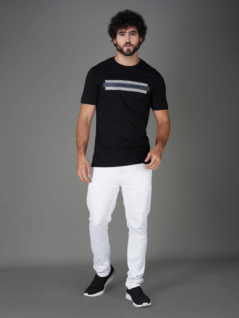 Men's Soft Cotton Jersey Branded Tee Black view 5