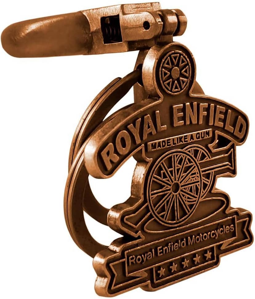 VillageTiger Premium Quality Brass Metal Royal Enfield Bullet Bike Dual Key Ring Key Chain, KeyChain KeyRing (Red)