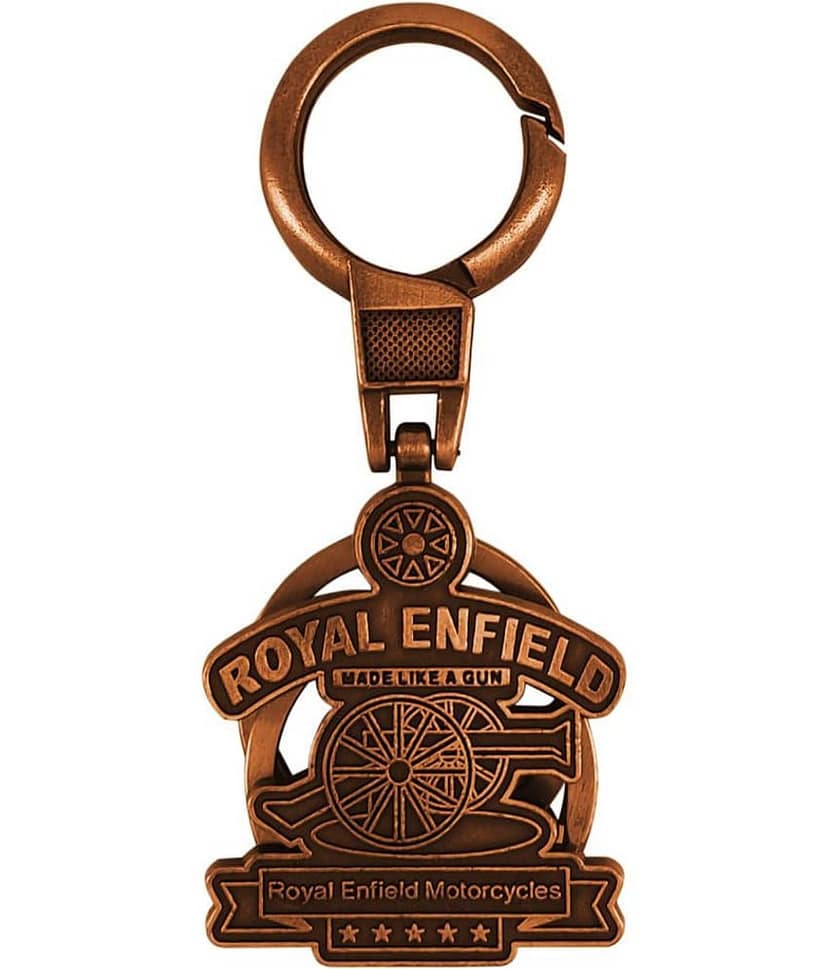 VillageTiger Premium Quality Brass Metal Royal Enfield Bullet Bike Dual Key Ring Key Chain, KeyChain KeyRing (Red) view 2