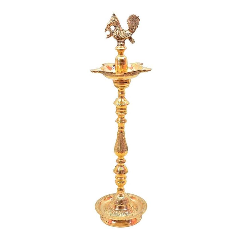 Brass Table Decor Mahabharat Oil Lamp Deepak - Classic Brass Deepak for Home Temple, Height : 66.5 Inch (FMAS686 K) view 2