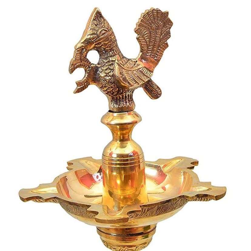 Brass Table Decor Mahabharat Oil Lamp Deepak - Classic Brass Deepak for Home Temple, Height : 66.5 Inch (FMAS686 K) view 4