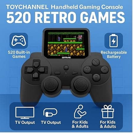 TOYCHANNEL Handheld Gaming Console with 520 Retro Games | Rechargeable Video Game Console with TV Output view 2