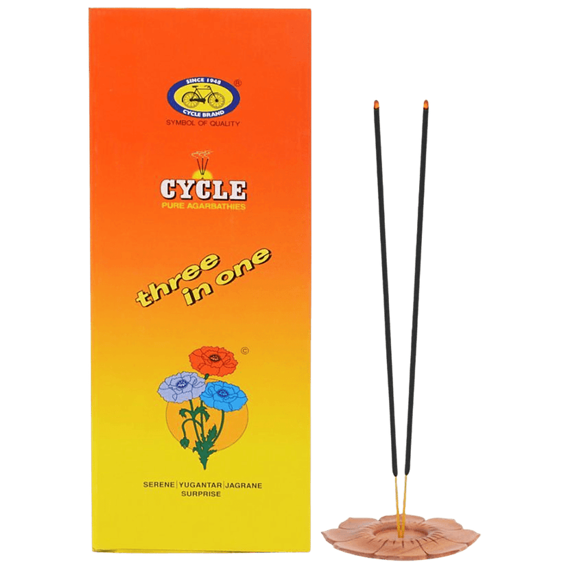 Cycle Three In One Agarbatti -3 Signature Fragrances -Lily, Floral, Woody, 120 G Carton