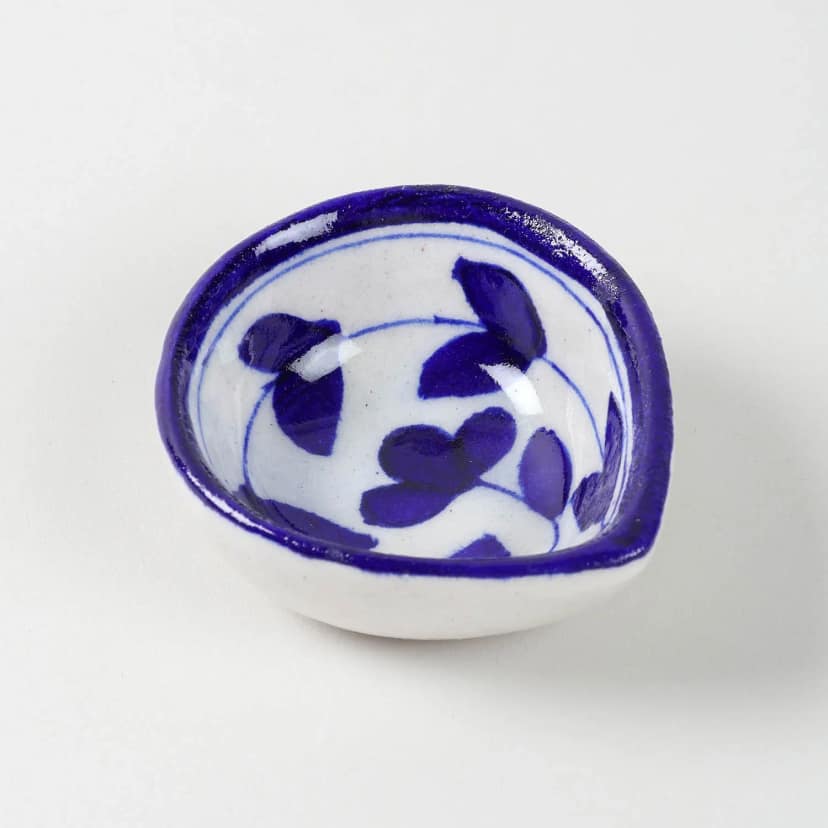 Blue Pottery Diyas Set of 5 (Assorted, 1 inch x 2.5 inches each) view 2