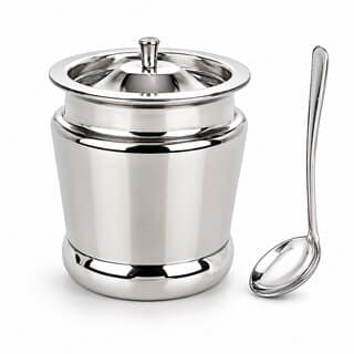 (new ghee pot) Stainless Still Gheedani with Spoon 200ml Silver