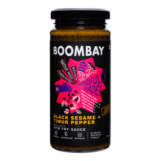 BOOMBAY Black Sesame + Timur Pepper Stir Fry Sauce - Use it in your Sandwich or as a Dip, with Noodles or Burgers, Marinade for BBQ, 250 gm