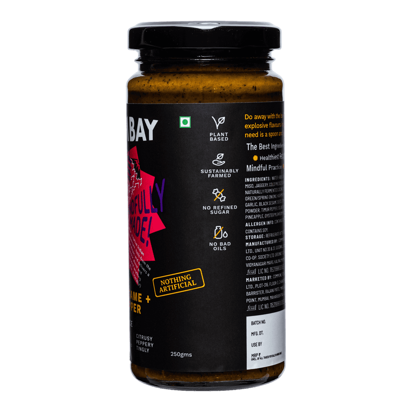 BOOMBAY Black Sesame + Timur Pepper Stir Fry Sauce - Use it in your Sandwich or as a Dip, with Noodles or Burgers, Marinade for BBQ, 250 gm view 2