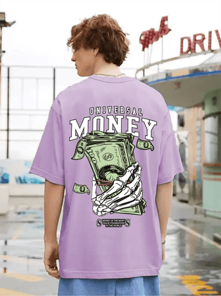 SCOTT FINCHER Men's Streetwear Graphic T-Shirt- Oversized Money Themed T-Shirt- Short Sleeve Cotton T-Shirt with Money Graphic Streetwear T-Shirt with Money Themed Graphic : AA(ARN)LAVANDER_220