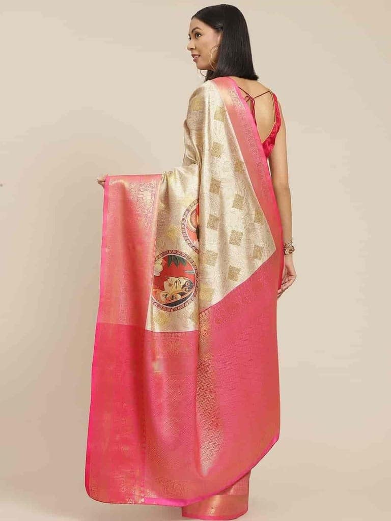 Women's Banarasi Digital Printed Zari Woven Saree with Unstiched Blouse Piece view 2