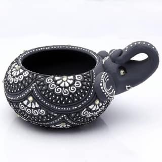 DECOREER Grey Elephant Terracotta Tealight Holder