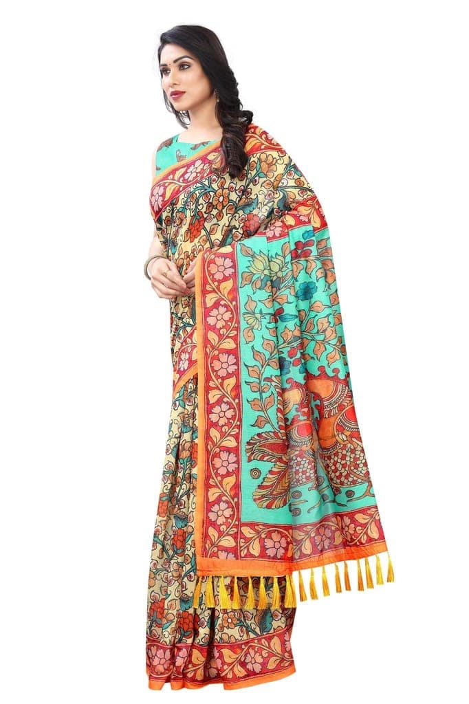 Silk Zone Women's Chanderi Cotton Saree With Blouse Piece view 2