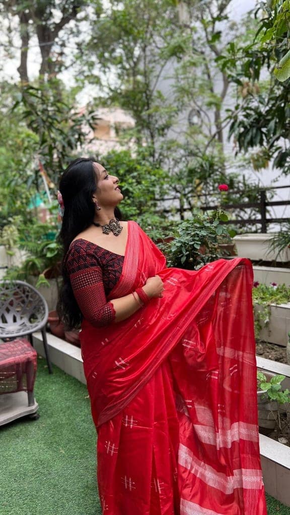Katan Silk Saree Red Color Weaving Design with Blouse-1496 view 4